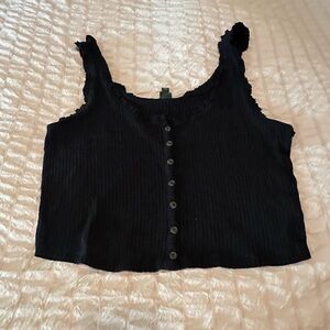 Wild Fable Black cropped Tank w/functional buttons- size XL